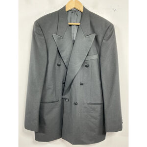 Mens Excellent Condition Jeffrey Banks Double Breasted Tuxedo Jacket 42 L Black